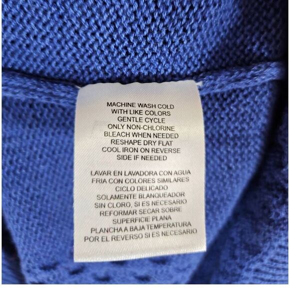 CARIBBEAN JOE Womens Royal Blue Cotton Loose Cable Knit Sweater XL - Picture 5 of 5